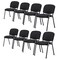 Black Linen Office Chair Set 5 Pack Padded Metal Frame Stackable 330lbs
